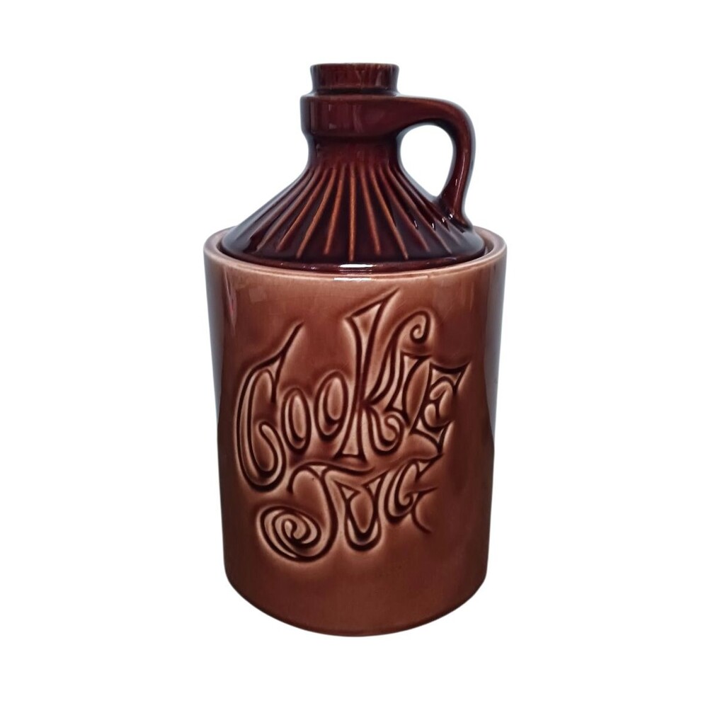 Vtg McCoy COOKIE JUG Cookie Jar Pottery Large Brown Made USA Retro Kitchen Decor